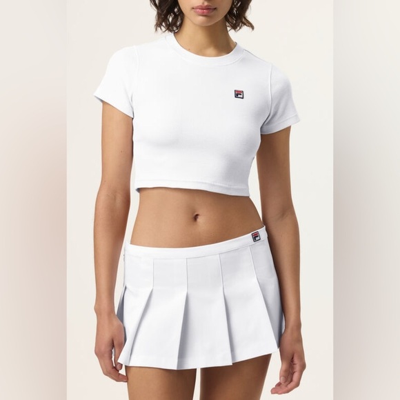 FILA Hailey Bieber White Crop Tee M - Picture 2 of 5